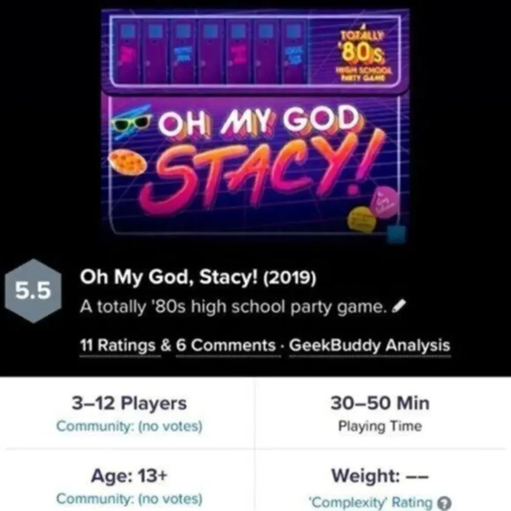 NWT - Oh My God Stacy 80s Board Game